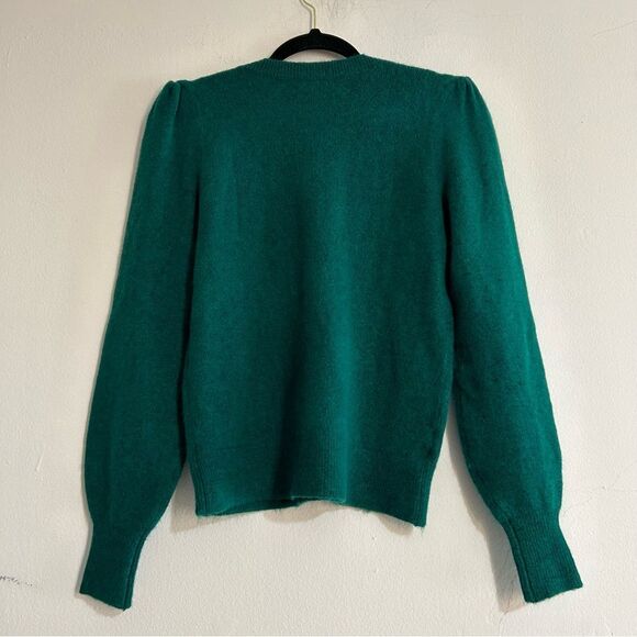 Loft Jeweled Button Henley Sweater in Brilliant Emerald Green Size XS - Picture 4 of 10